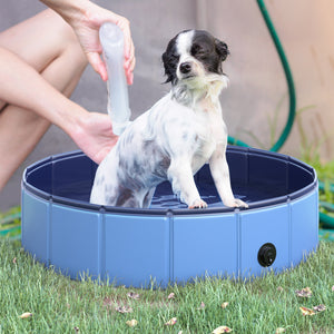 EasyComfort Piscina per Cani Animali Domestici Portatile Pieghevole in PVC Blu Ø80x20cm