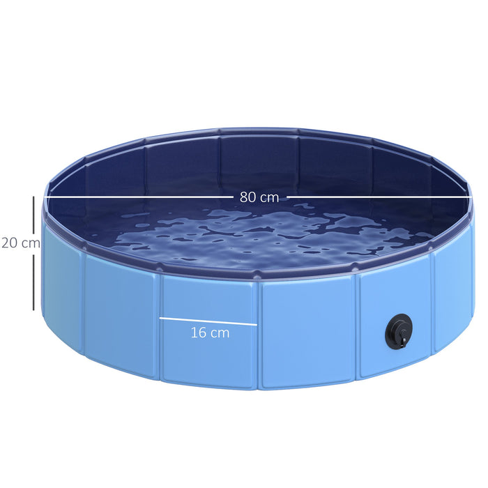 EasyComfort Piscina per Cani Animali Domestici Portatile Pieghevole in PVC Blu Ø80x20cm