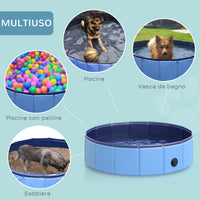 EasyComfort Piscina per Cani Animali Domestici Portatile Pieghevole in PVC Blu Ø80x20cm