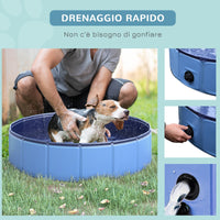EasyComfort Piscina per Cani Animali Domestici Portatile Pieghevole in PVC Blu Ø80x20cm