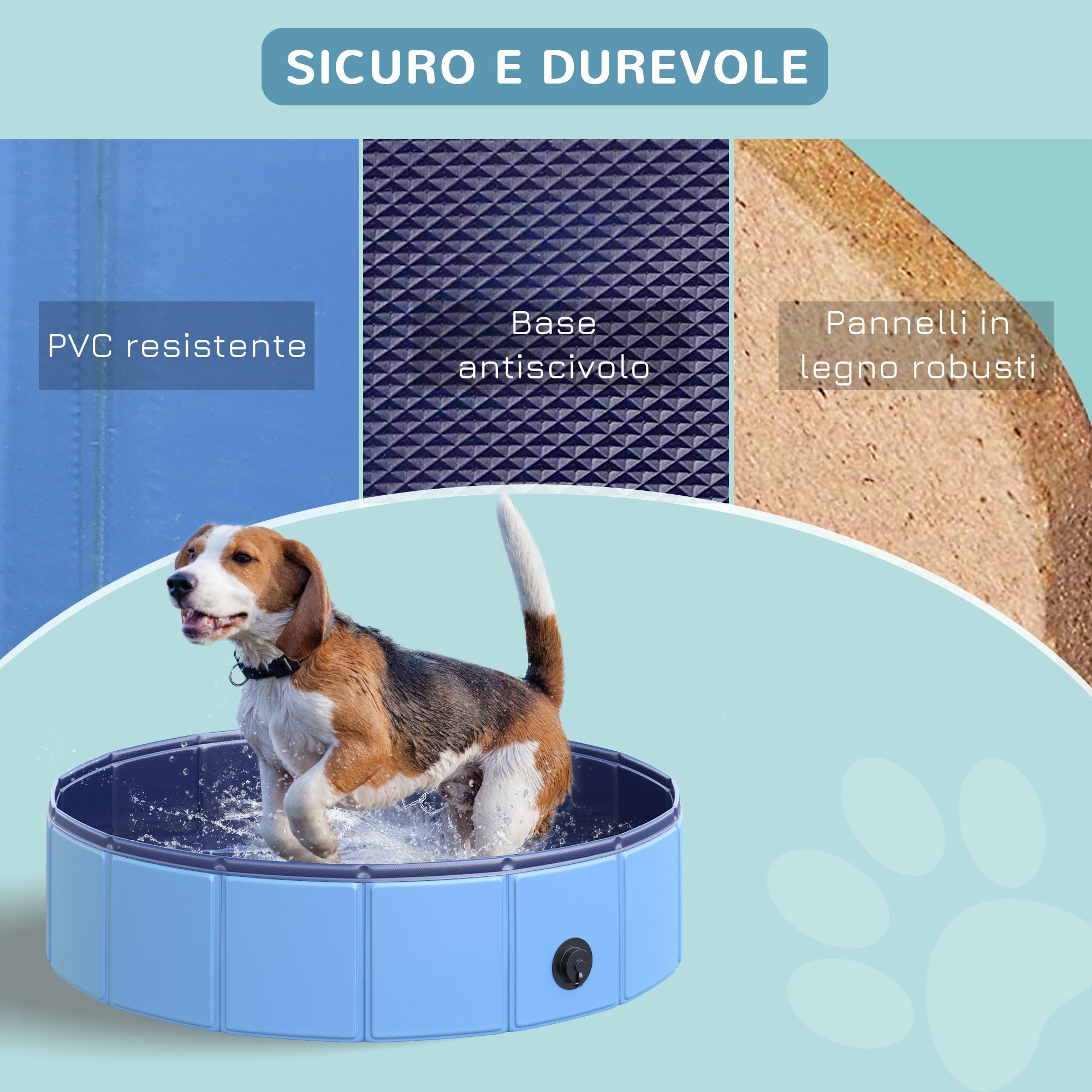 EasyComfort Piscina per Cani Animali Domestici Portatile Pieghevole in PVC Blu Ø80x20cm