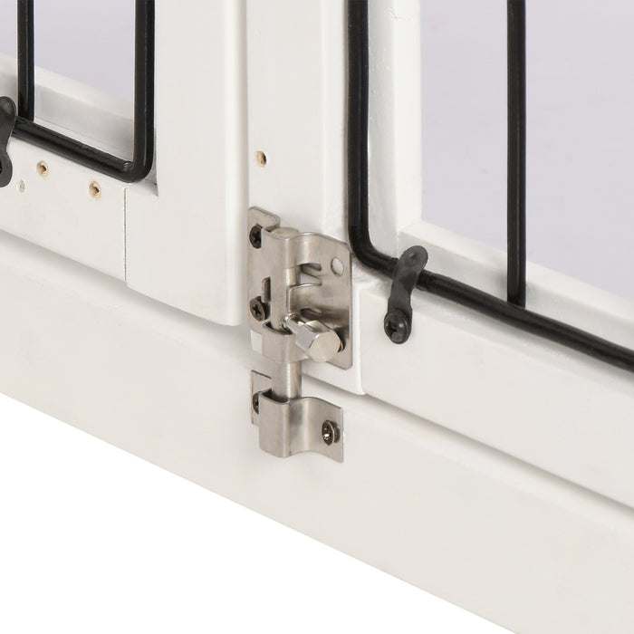 Easycomfort Casetta per Cani Fino 30kg da Interno in Legno e Acciaio, 58.5x81x 66cm - Bianco