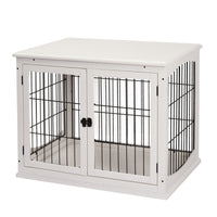Easycomfort Casetta per Cani Fino 30kg da Interno in Legno e Acciaio, 58.5x81x 66cm - Bianco