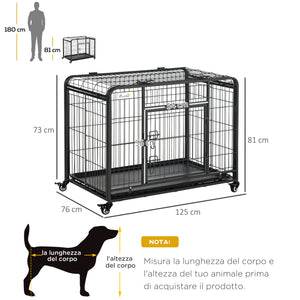 EasyComfort Kennel Gabbia per Cani Pieghevole con Freno e Fondo Rimovibile - Grigio