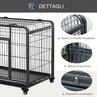 EasyComfort Kennel Gabbia per Cani Pieghevole con Freno e Fondo Rimovibile - Grigio
