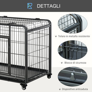 EasyComfort Kennel Gabbia per Cani Pieghevole con Freno e Fondo Rimovibile - Grigio