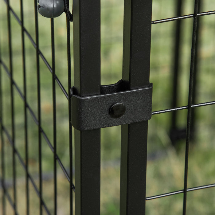 EasyComfort Recinto per Cani Pieghevole con Copertura, 8 Pannelli con Porta Bloccabile, 141x141x113cm, Nero