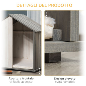 EasyComfort Cuccia per Cani a Casetta in Legno, per Animali Fino a 15kg, Grigio e Bianco