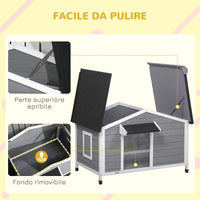 EasyComfort Casetta per Cani in Legno con Design Rialzato, Tenda Protettiva e 2 Finestre, 109x79x72 cm