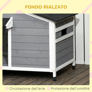 EasyComfort Casetta per Cani in Legno con Design Rialzato, Tenda Protettiva e 2 Finestre, 109x79x72 cm