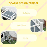 EasyComfort Casetta per Cani con Terrazza Scaletta e Finestra 121x77x78cm Grigio chiaro