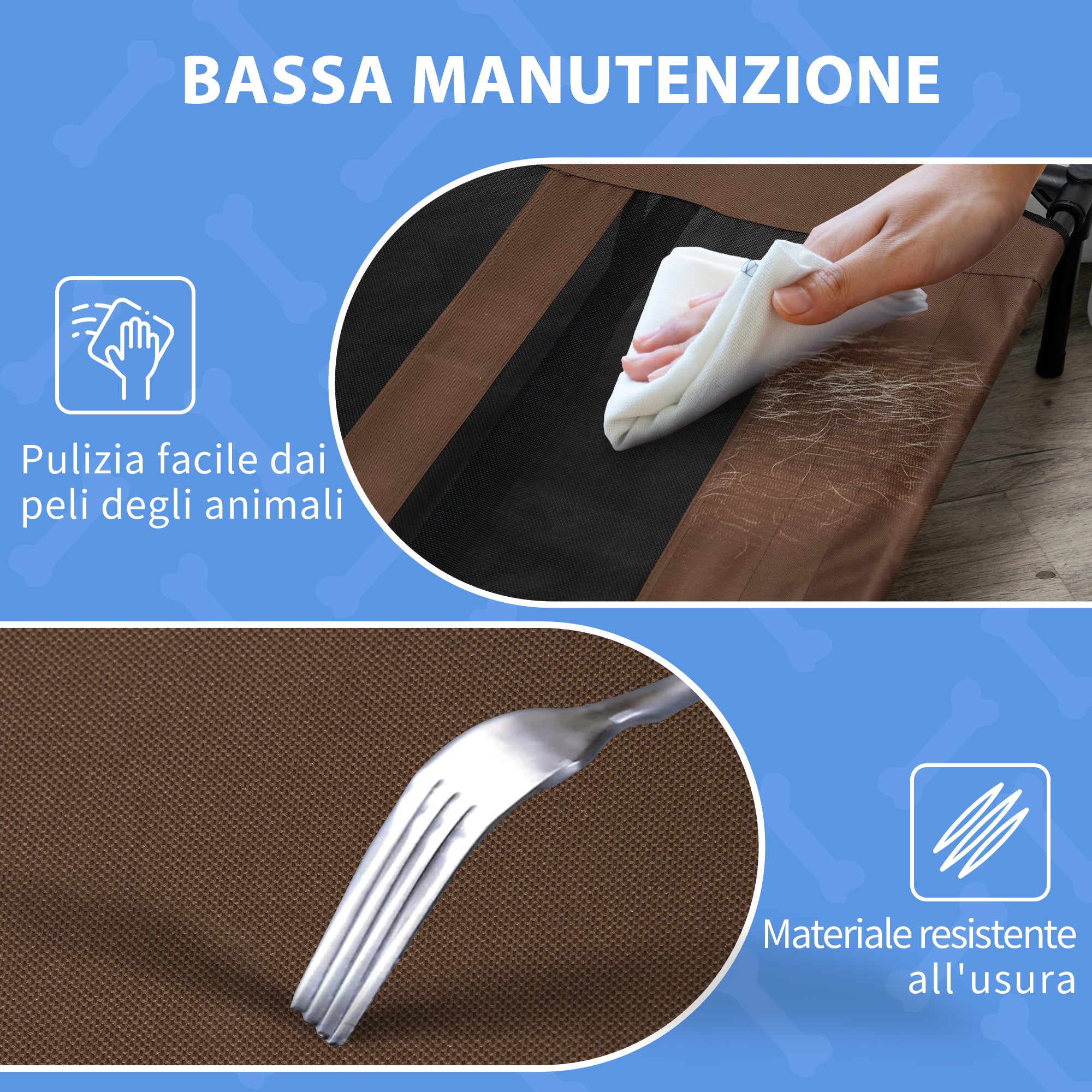 Easycomfort Lettino per Cani di Taglia XX-Grande Fino a 50kg max Rialzato con Borsa da Viaggio e Piedini Antiscivolo, Brandina per Cani e Gatti in Metallo e Tessuto Oxford, 122x92x23 cm, Marrone