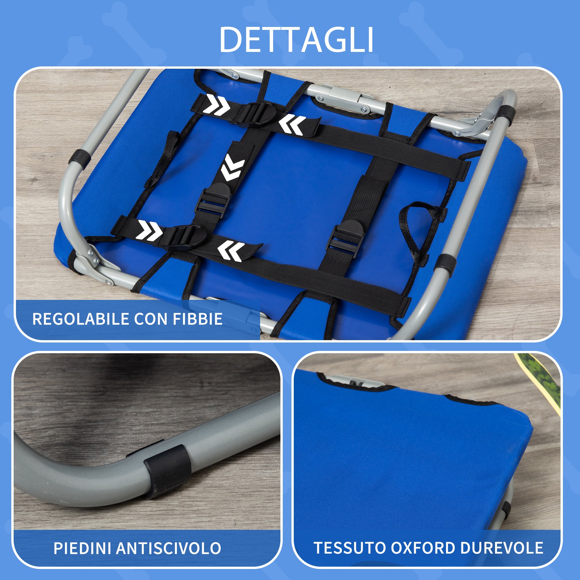 Easycomfort Brandina per Cani Cuccia Lettino Rialzata Pieghevole per Esterno Interno 59x46x15cm, Blu