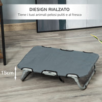 EasyComfort Lettino per Cani Pieghevole in Acciaio e Tessuto Oxford per Interni ed Esterni, 59x46x15 cm, Grigia