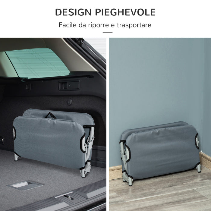EasyComfort Lettino per Cani Pieghevole in Acciaio e Tessuto Oxford per Interni ed Esterni, 59x46x15 cm, Grigia