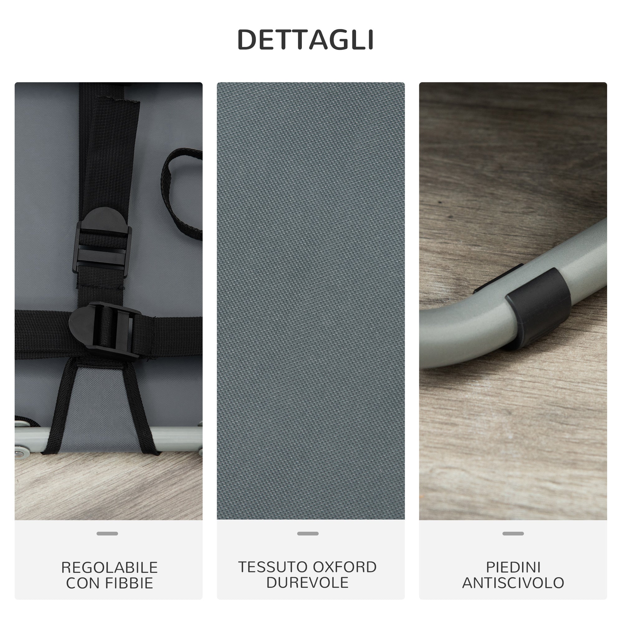 EasyComfort Lettino per Cani Pieghevole in Acciaio e Tessuto Oxford per Interni ed Esterni, 59x46x15 cm, Grigia