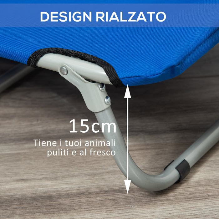 Easycomfort Brandina per Cani Cuccia Lettino Rialzata Pieghevole per Esterno Interno 71x58x20cm, Blu