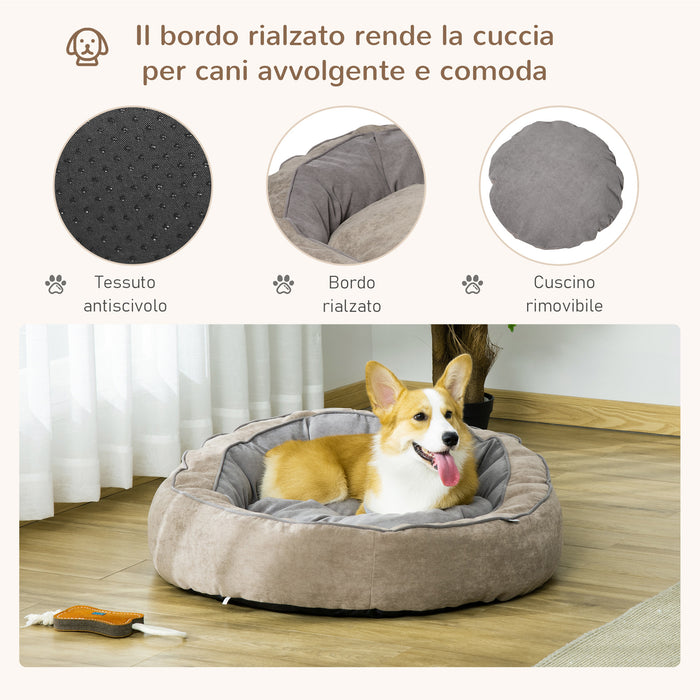 EasyComfort Cuccia per Cani Imbottita con Cuscino e Bordi Rialzati, Rivestimento in Tessuto, 85x85x35cm, Grigio