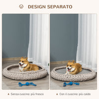 EasyComfort Cuccia per Cani e Gatti Rotonda, Rialzata e Lavabile in Cotone PP, Cuscino Imbottito, Φ93x15cm, Grigia