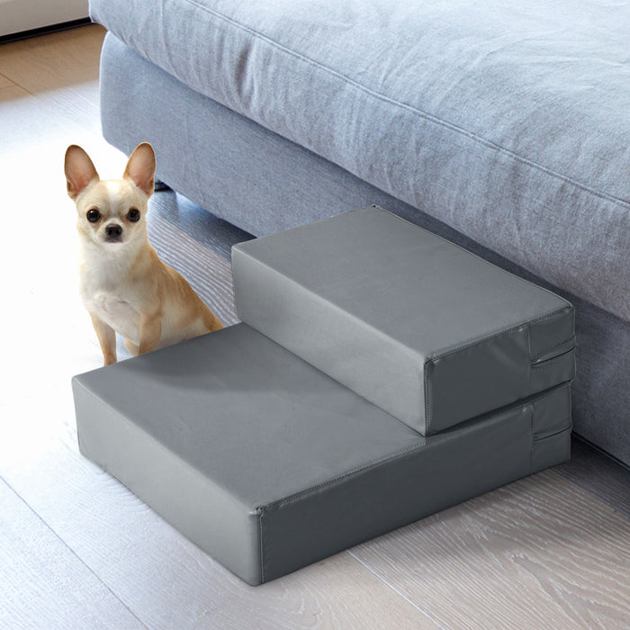 EasyComfort Scaletta per Cani Materassino 2 in 1 in PU e Gommapiuma 45x39x20cm Grigio