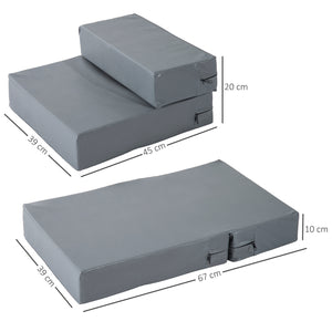 EasyComfort Scaletta per Cani Materassino 2 in 1 in PU e Gommapiuma 45x39x20cm Grigio