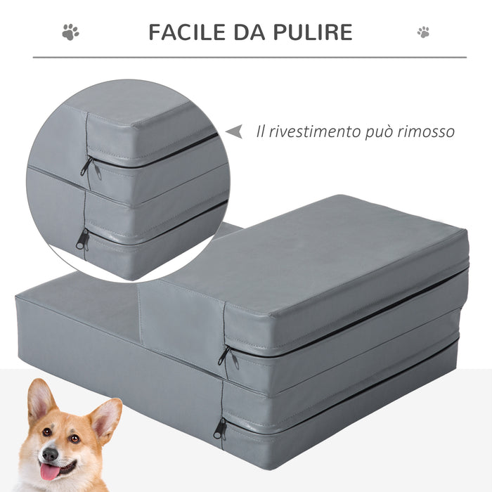 EasyComfort Scaletta per Cani Materassino 2 in 1 in PU e Gommapiuma 45x39x20cm Grigio