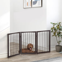 Easycomfort Cancellino Portatile da 3 Sezioni per Cani e Animali Domestici Divisorio di Sicurezza Pieghevole, 160x1.2x76 cm, Marrone