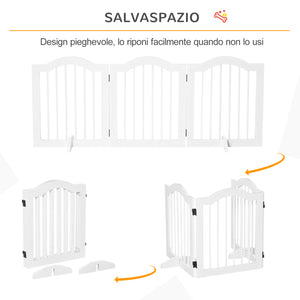 EasyComfort Cancellino per Cani Pieghevole a 3 Sezioni in Legno, 154.5x29.5x61cm, Bianco