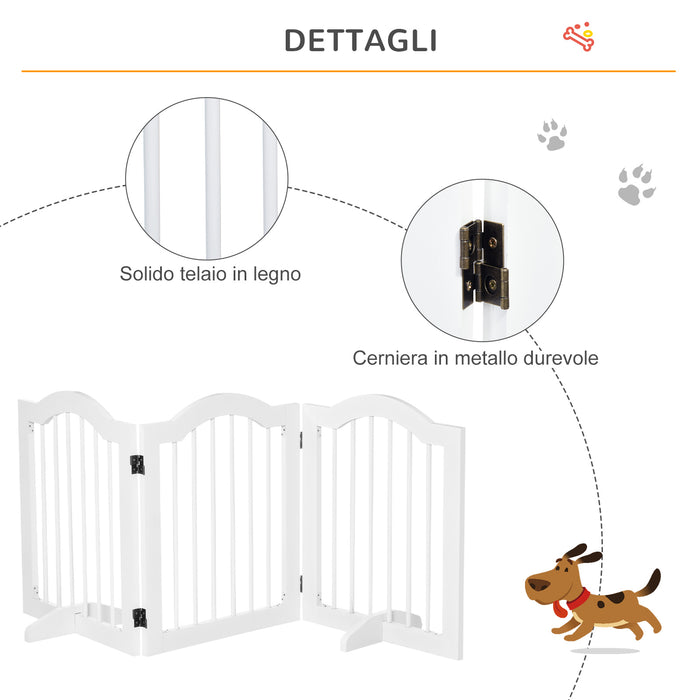EasyComfort Cancellino per Cani Pieghevole a 3 Sezioni in Legno, 154.5x29.5x61cm, Bianco
