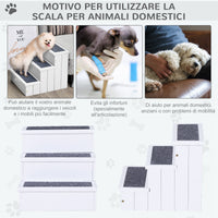 EasyComfort Scaletta per Cani a 3 Gradini con Tappeto Antiscivolo e Spazio Interno, 40.5x44.5x38cm, Bianco