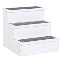 EasyComfort Scaletta per Cani a 3 Gradini con Tappeto Antiscivolo e Spazio Interno, 40.5x44.5x38cm, Bianco