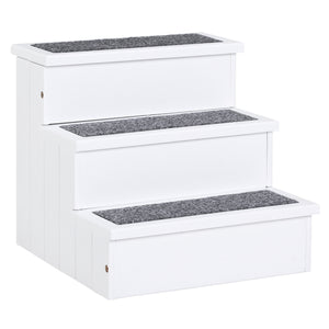 EasyComfort Scaletta per Cani a 3 Gradini con Tappeto Antiscivolo e Spazio Interno, 40.5x44.5x38cm, Bianco