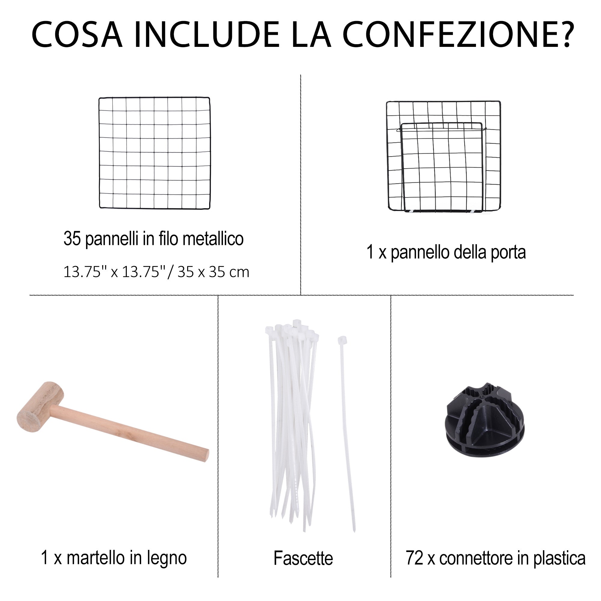 Easycomfort Recinto in Metallo per Piccoli Animali Domestici con 36 Pannelli di Metallo da Montare Secondo Forma e Configurazione che Preferisci e con Porta