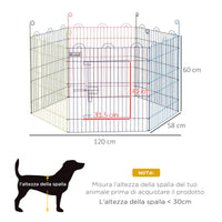 Easycomfort Cancellino per Cani a 6 Pannelli in Metallo con Chiusura a Scatto, Ø120x60 cm, Multicolore