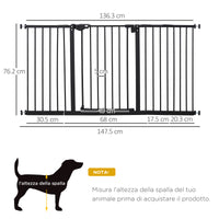 Easycomfort Cancellino per Cani e Animali Domestici 3 Estensioni Larghezza Regolabile Fino 147.5cm Chiusura Automatica, Black