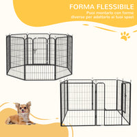 EasyComfort Recinto per Cani e per Cuccioli, Recinto Modulare per Cani da Interno ed Esterno in Metallo e Acciaio 8 Pannelli 79x100cm