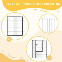 EasyComfort Recinto per Cani e per Cuccioli, Recinto Modulare per Cani da Interno ed Esterno in Metallo e Acciaio 8 Pannelli 79x100cm