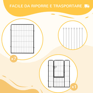 EasyComfort Recinto per Cani e per Cuccioli, Recinto Modulare per Cani da Interno ed Esterno in Metallo e Acciaio 8 Pannelli 79x100cm