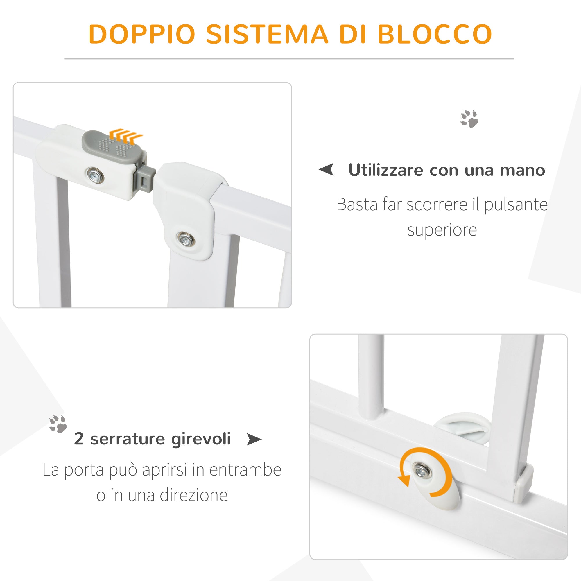 Easycomfort Cancelletto di Sicurezza per Cani in Acciaio e ABS, Estensibile 75-145cm per Scale e Porte, Bianco