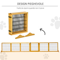 EasyComfort Cancelletto per Cani di Piccola/Media Taglia in Legno e Acciaio con 6 Pannelli Pieghevoli, 432x36x70cm