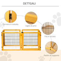 EasyComfort Cancelletto per Cani di Piccola/Media Taglia in Legno e Acciaio con 6 Pannelli Pieghevoli, 432x36x70cm