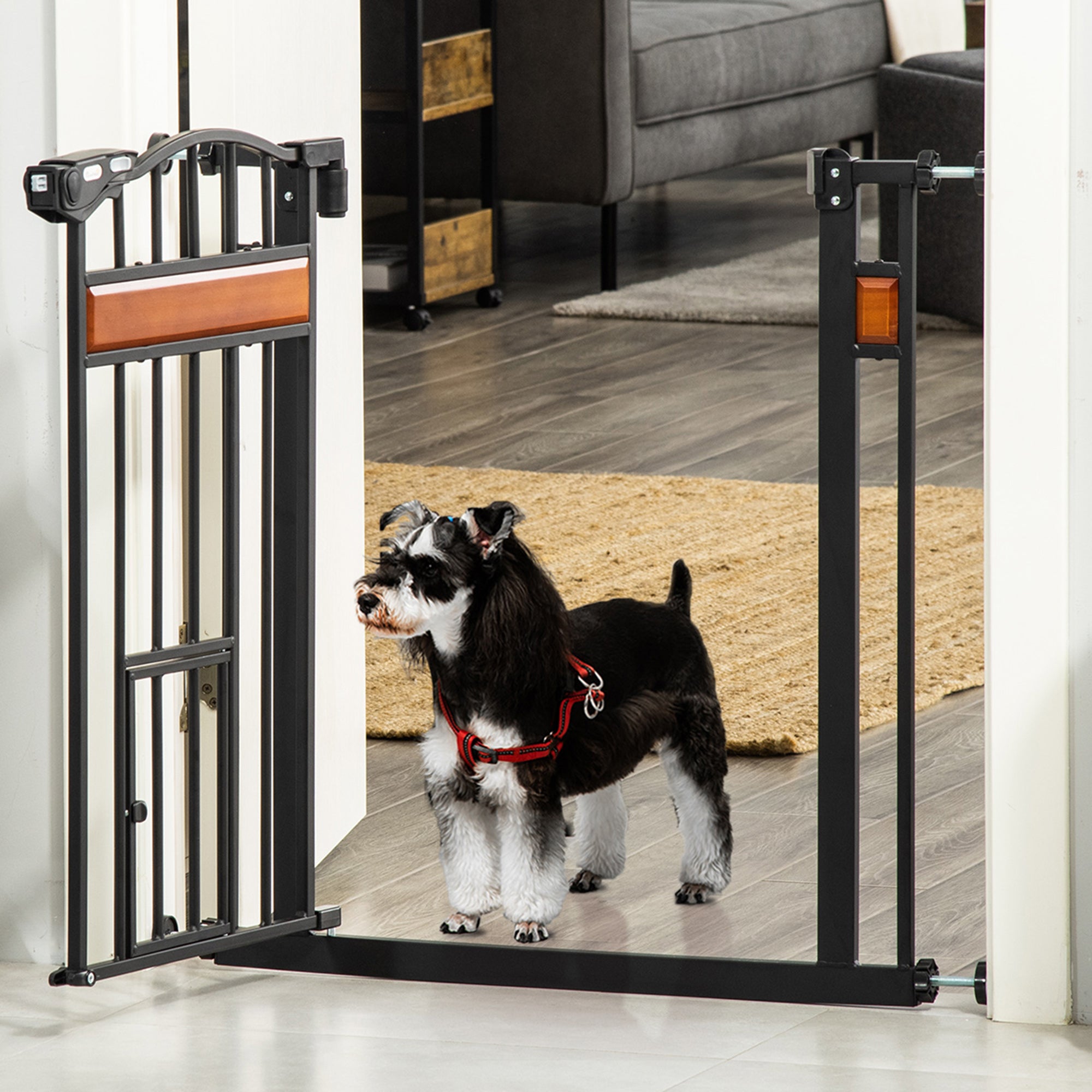 Easycomfort Cancellino per Cani con Fissaggio a Pressione, Estensibile da 74-80cm con Chiusura Automatica, Nero