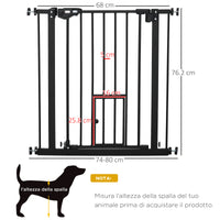 Easycomfort Cancelletto per Cani Estensibile con Fissaggio a Pressione e Chiusura Automatica, 68x76.2 cm, Nero