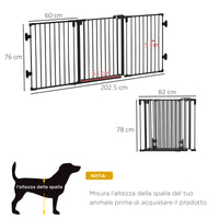 EasyComfort Cancelletto di Sicurezza Pieghevole e regolabile in Acciaio, Barriera per Cani con Chiusura Automatica e Sistema di Blocco - Nero