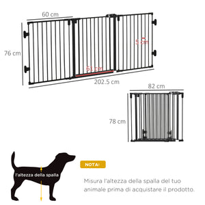 EasyComfort Cancelletto di Sicurezza Pieghevole e regolabile in Acciaio, Barriera per Cani con Chiusura Automatica e Sistema di Blocco - Nero
