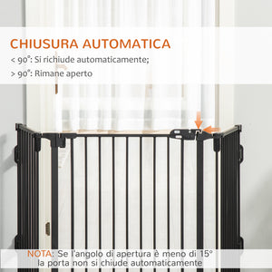 EasyComfort Cancelletto di Sicurezza Pieghevole e regolabile in Acciaio, Barriera per Cani con Chiusura Automatica e Sistema di Blocco - Nero