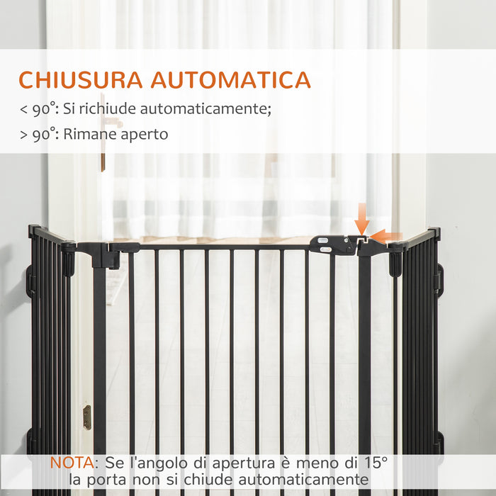 EasyComfort Cancelletto di Sicurezza Pieghevole e regolabile in Acciaio, Barriera per Cani con Chiusura Automatica e Sistema di Blocco - Nero
