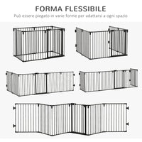 EasyComfort Cancelletto di Sicurezza Pieghevole 6 Sezioni, Cancellino Barriera per Cani in Acciaio, Sistema di Blocco e Chiusura Automatica, Nero