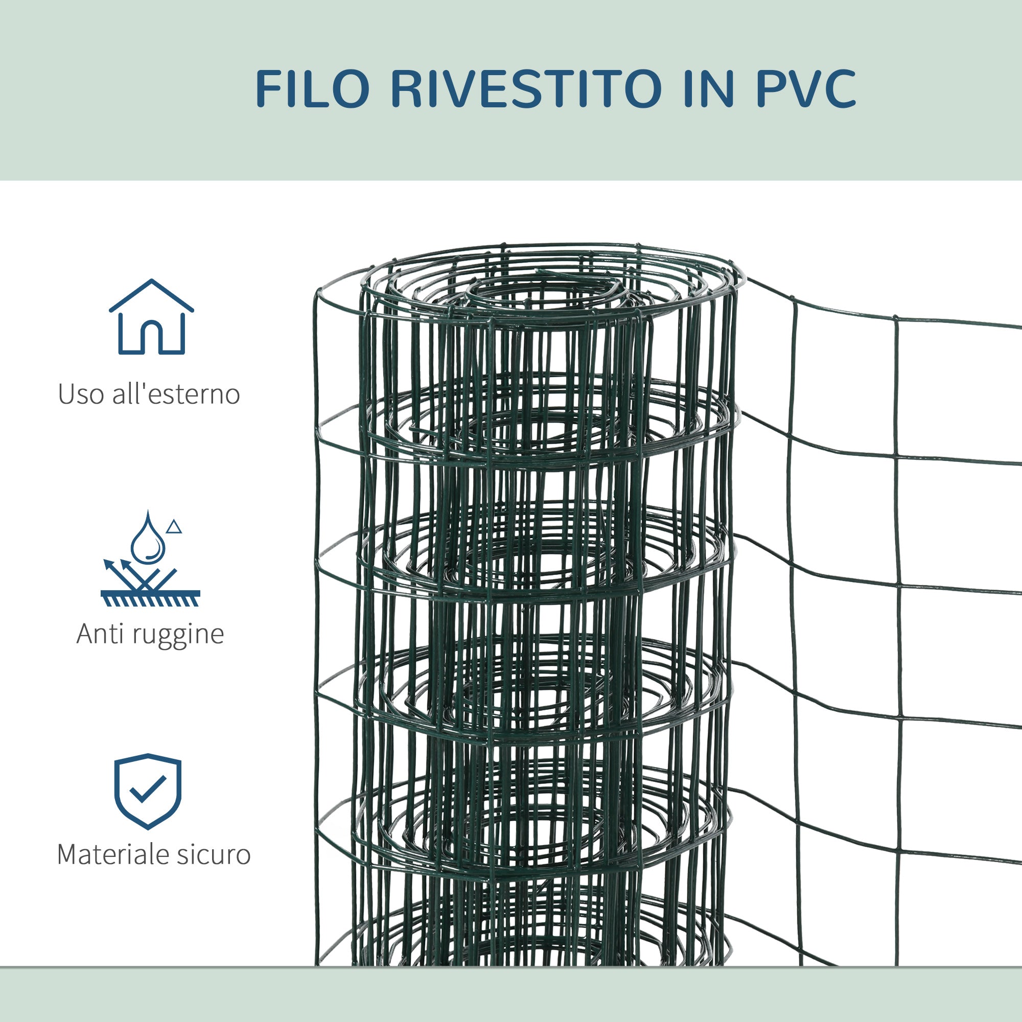 EasyComfort Rete Metallica da Giardino con Rivestimento in PVC per Recinzioni da Esterno, 500x91cm, Verde