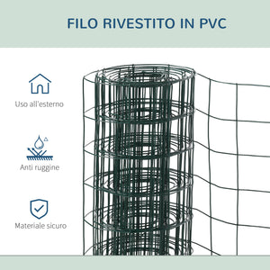 EasyComfort Rete Metallica da Giardino con Rivestimento in PVC per Recinzioni da Esterno, 500x91cm, Verde